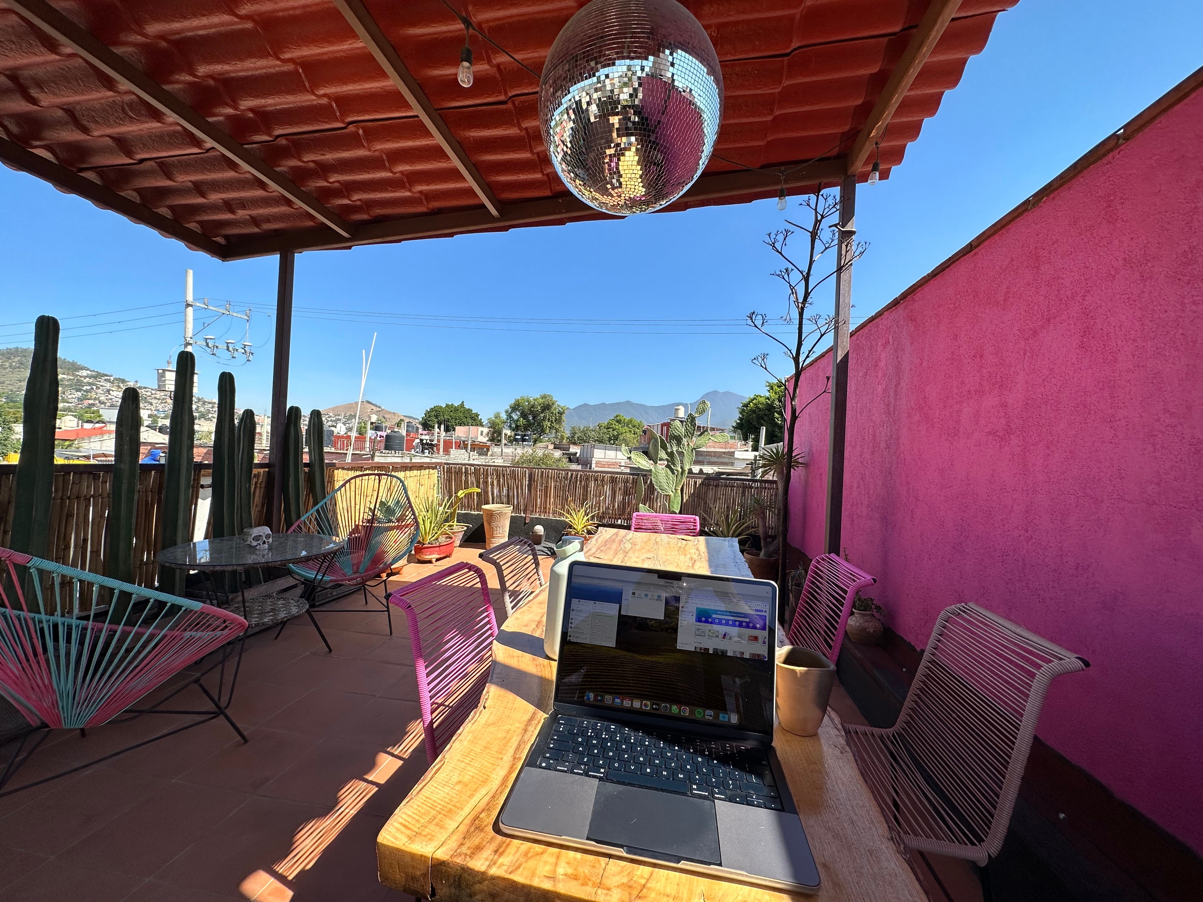 working on rooftop in Oaxaca City